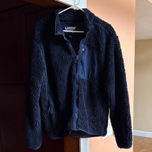 Lands' End Navy Sherpa Fleece Jacket